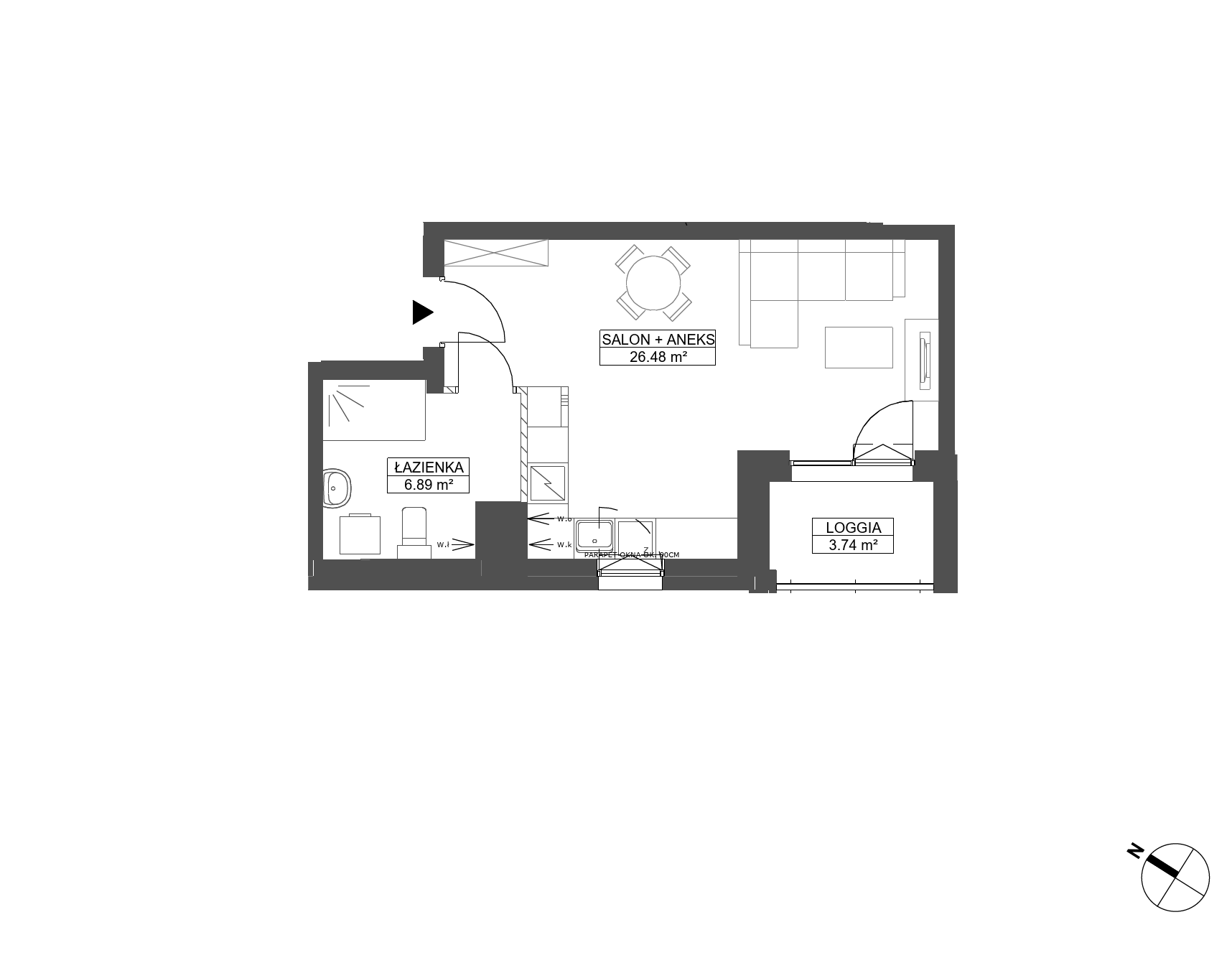 Plan 1 pok. 33m²