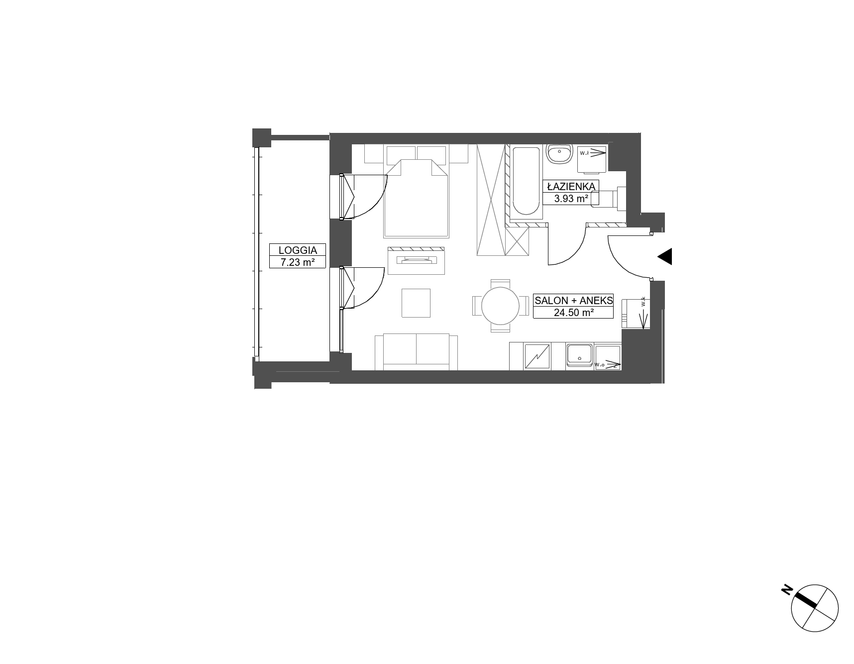 Plan 1 pok. 28m²