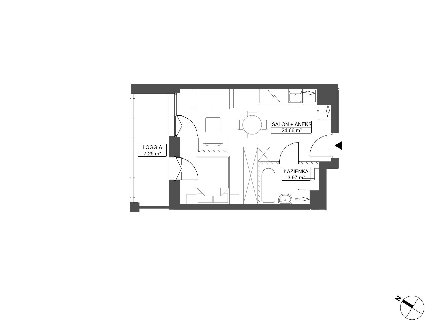 Plan 1 pok. 29m²