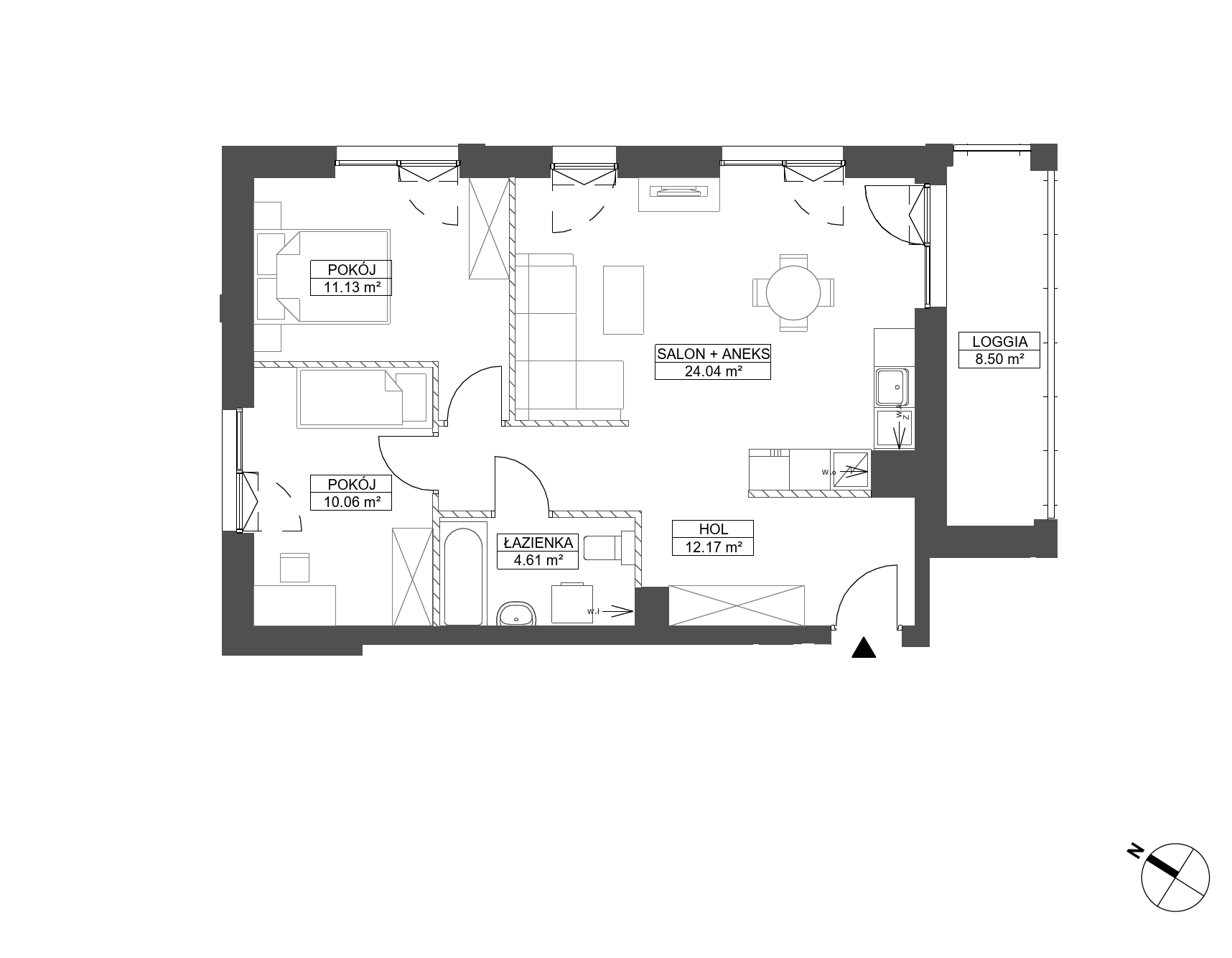 Plan 3 pok. 62m²