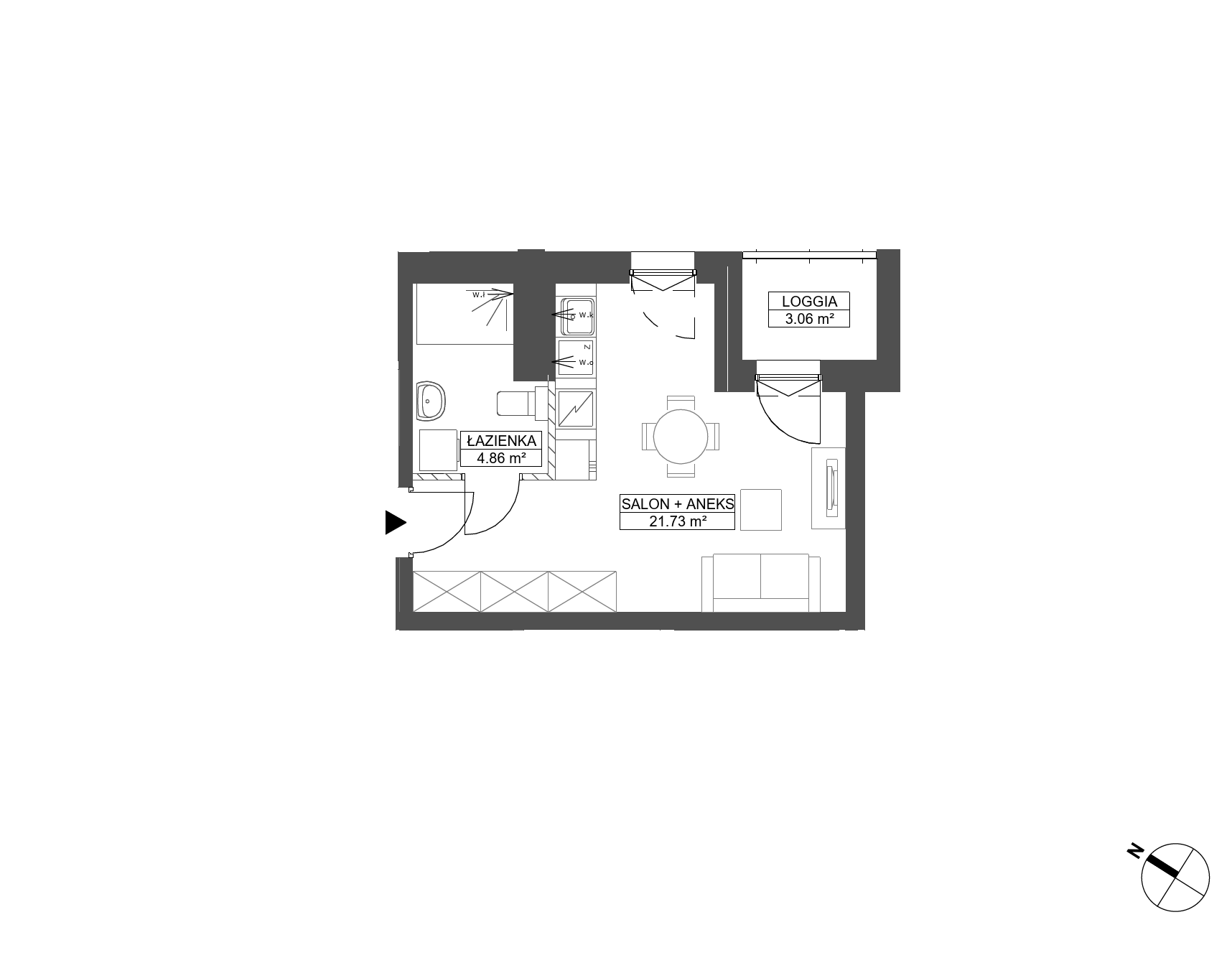 Plan 1 pok. 27m²