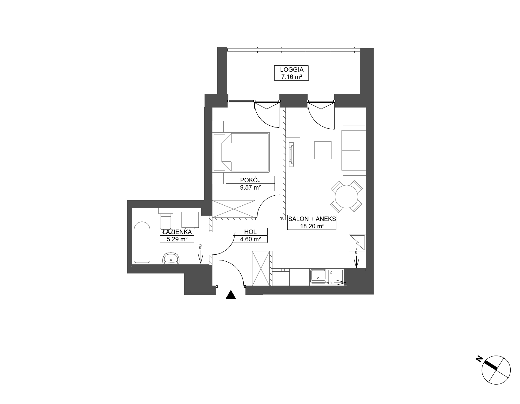 Plan 2 pok. 38m²