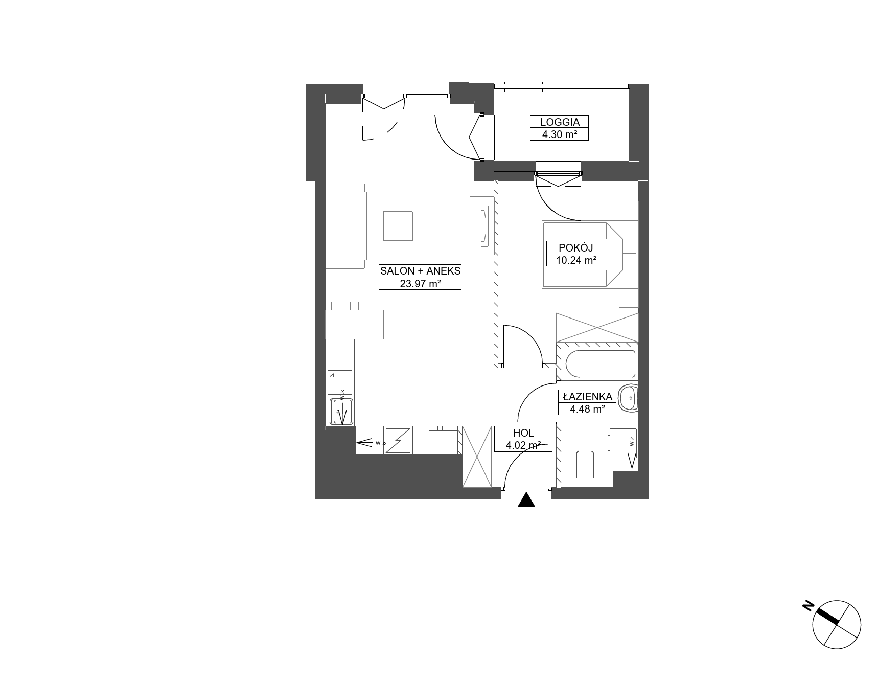 Plan 2 pok. 43m²
