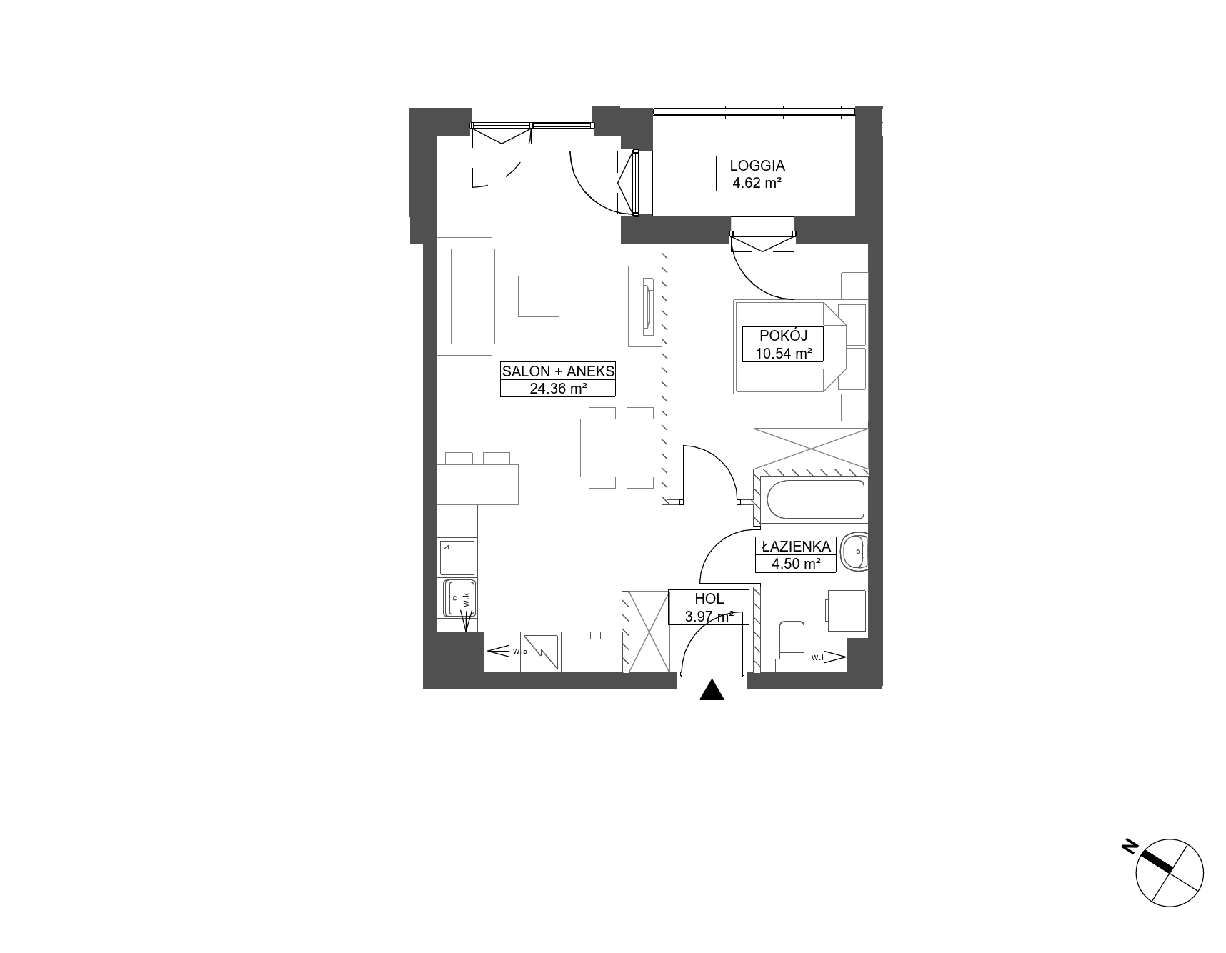 Plan 2 pok. 43m²