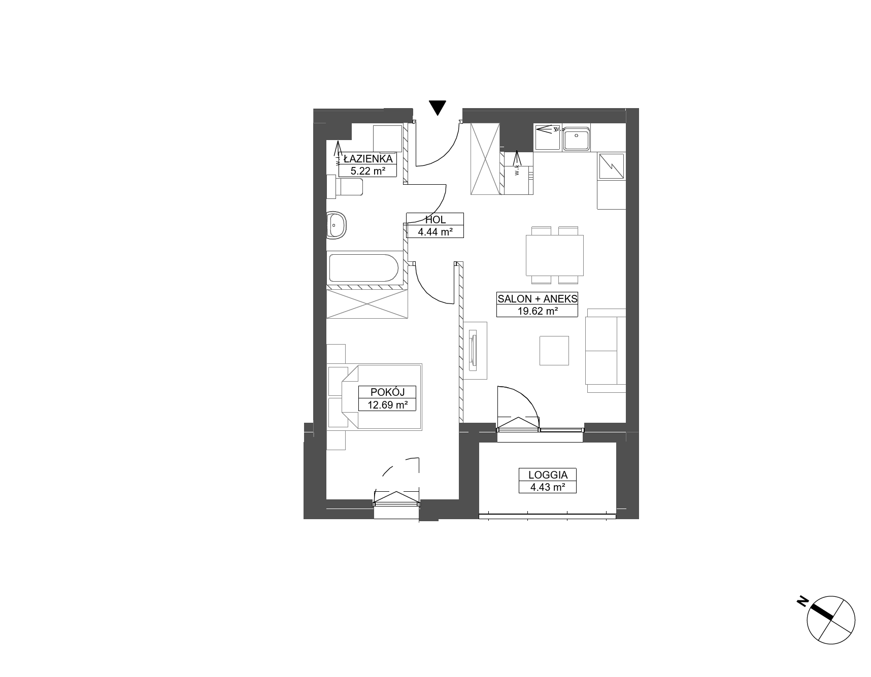 Plan 2 pok. 42m²