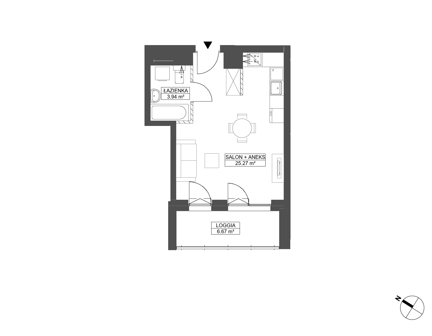 Plan 1 pok. 29m²
