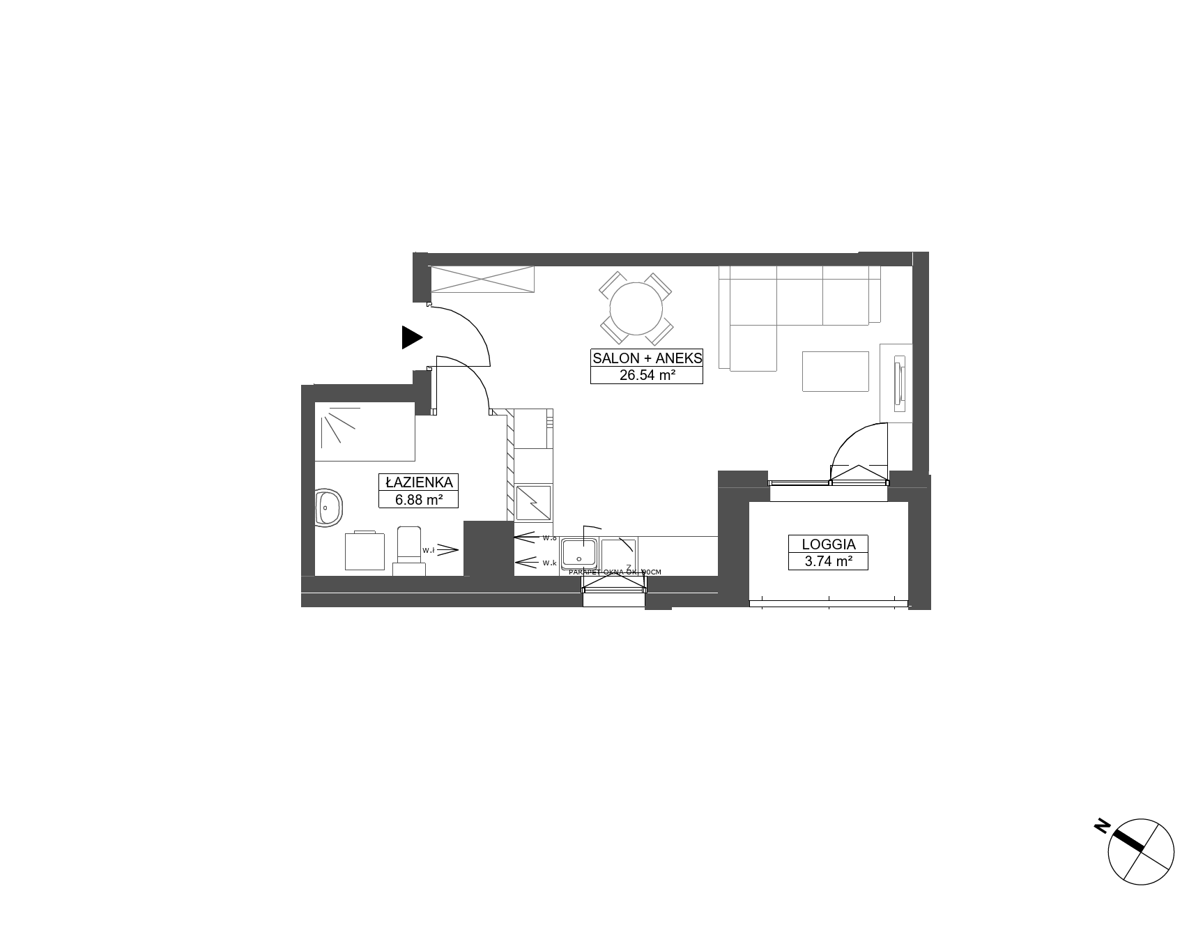 Plan 1 pok. 33m²