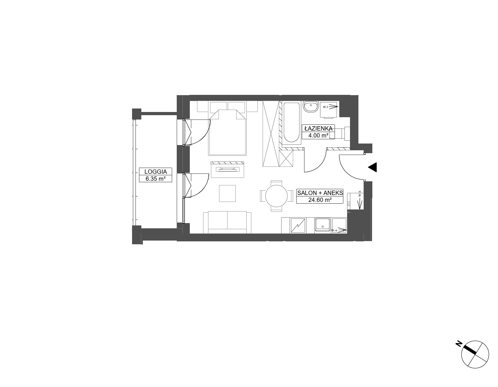 Plan 1 pok. 29m²
