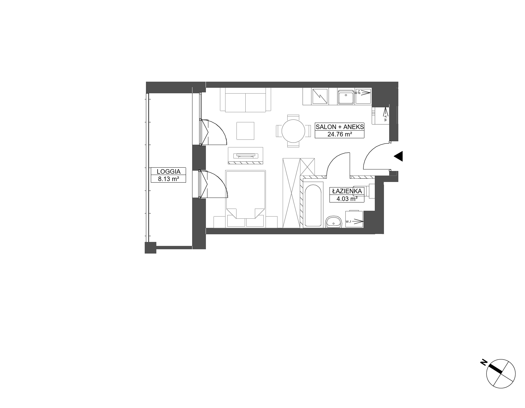 Plan 1 pok. 29m²