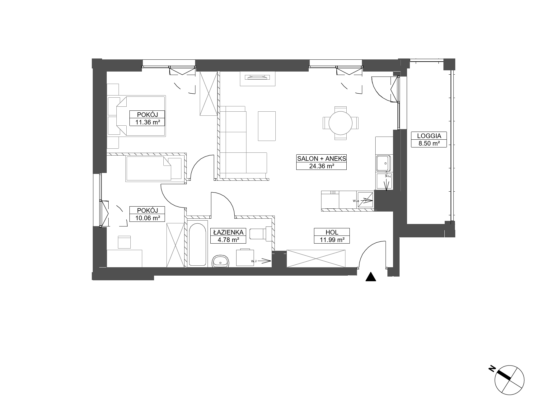 Plan 3 pok. 63m²