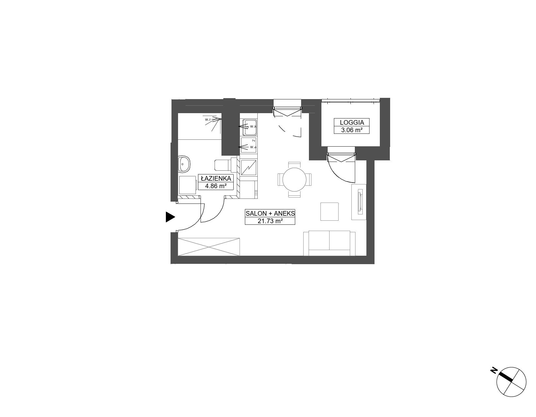 Plan 1 pok. 27m²