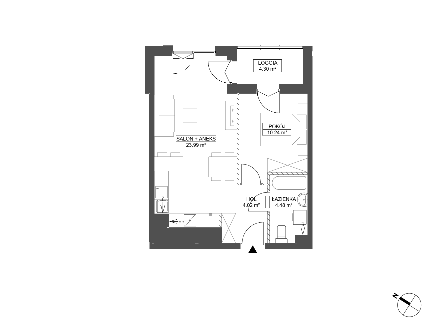 Plan 2 pok. 43m²