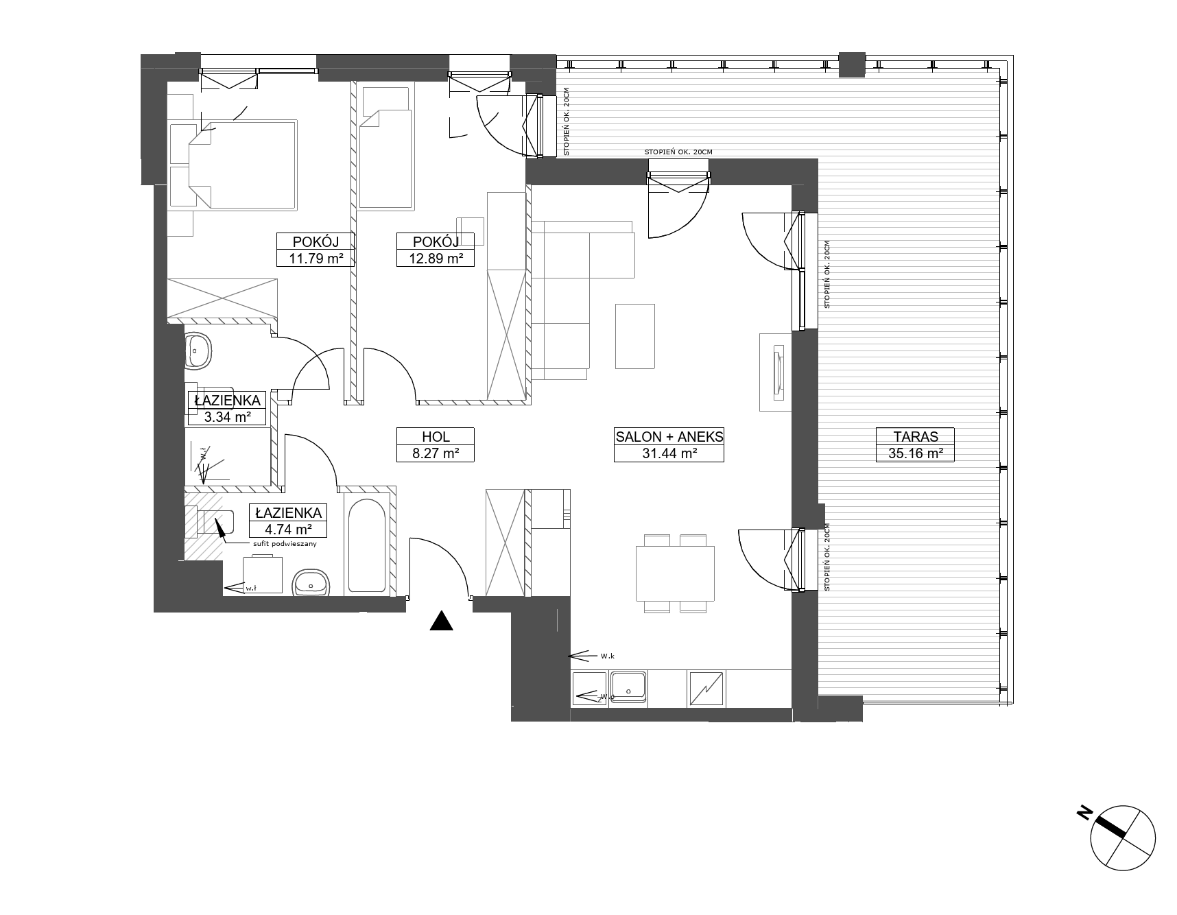 Plan 3 pok. 72m²