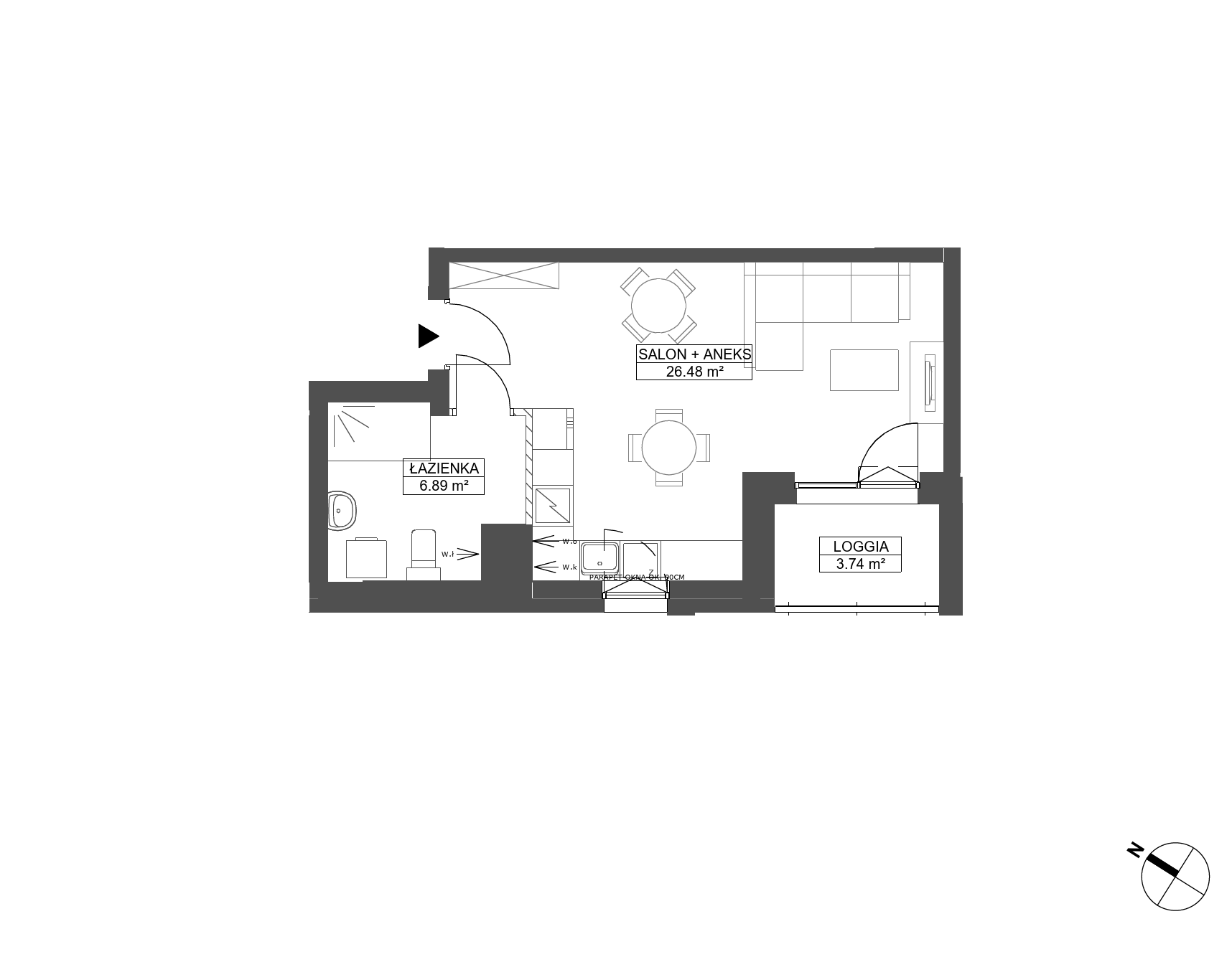 Plan 1 pok. 33m²
