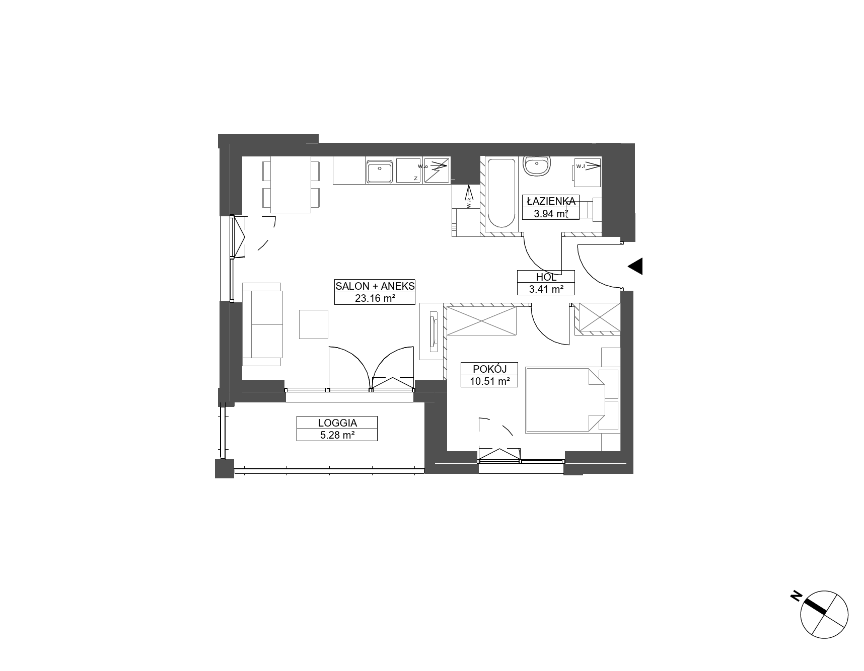 Plan 1 pok. 41m²