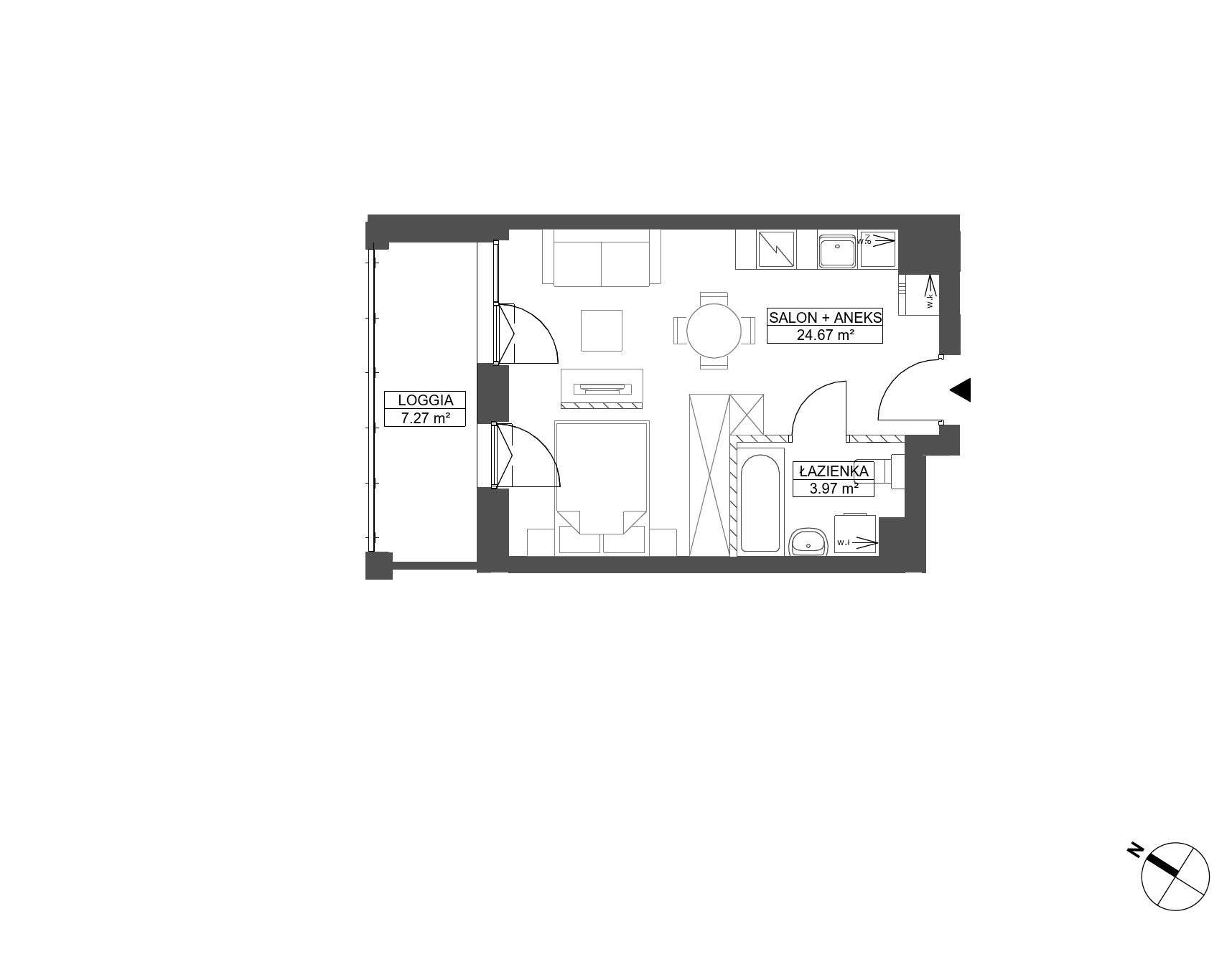 Plan 1 pok. 29m²