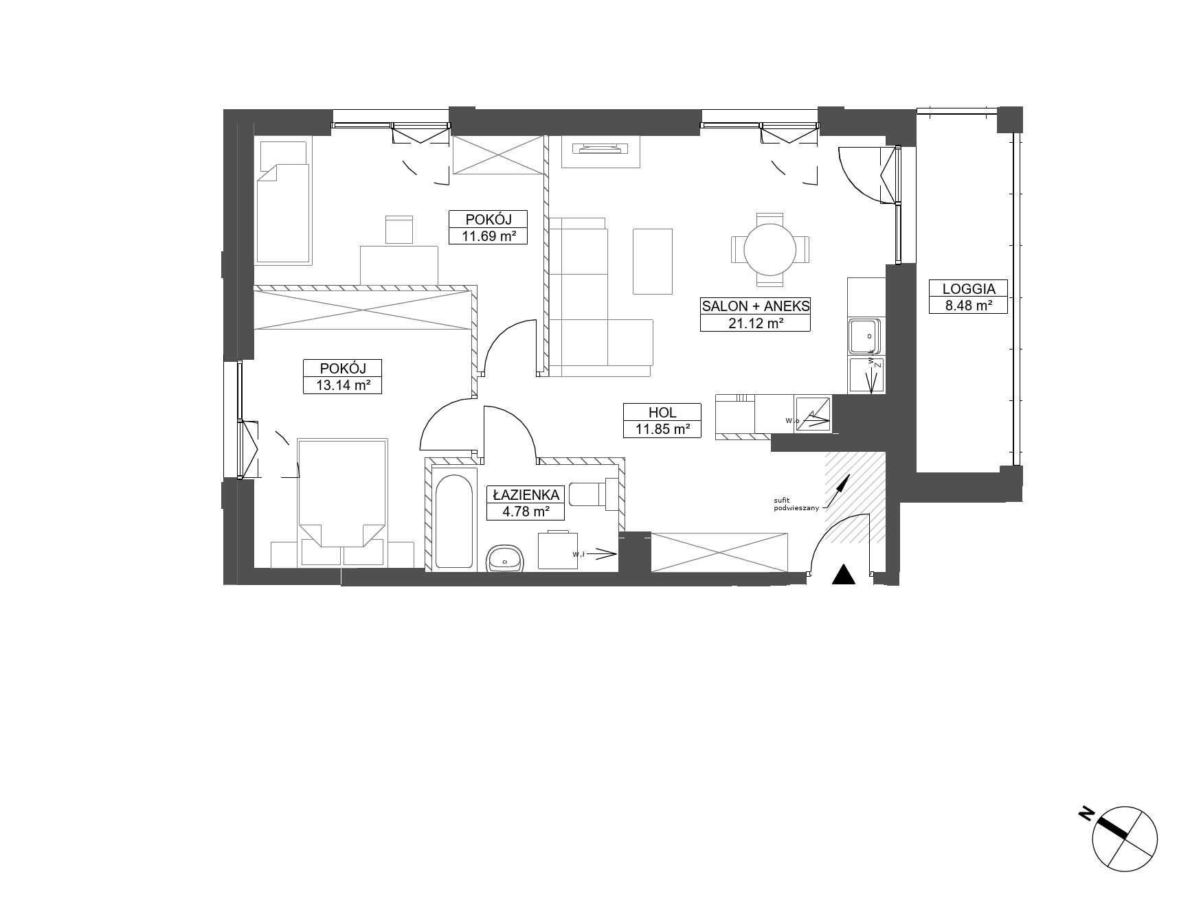Plan 3 pok. 63m²