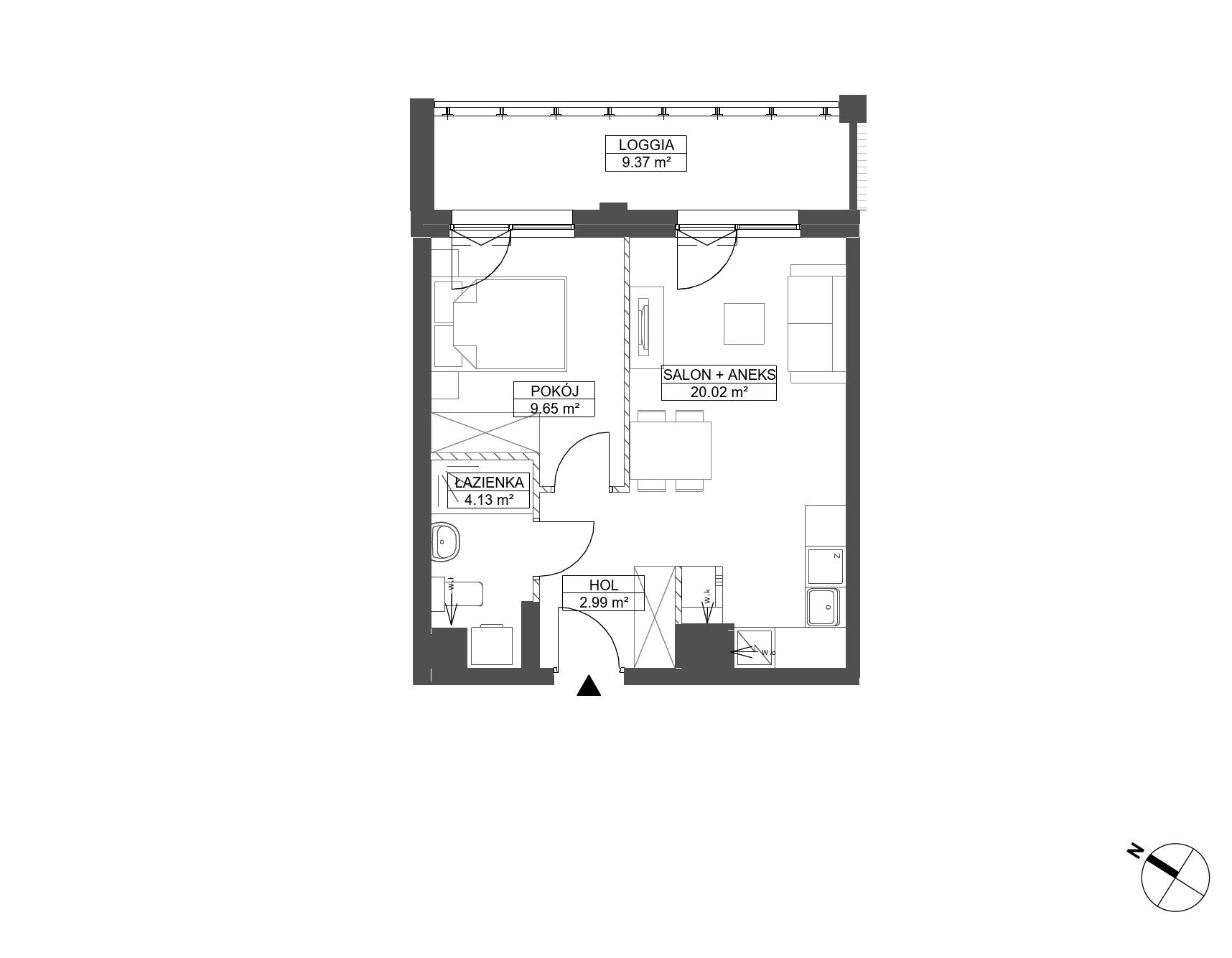 Plan 2 pok. 37m²