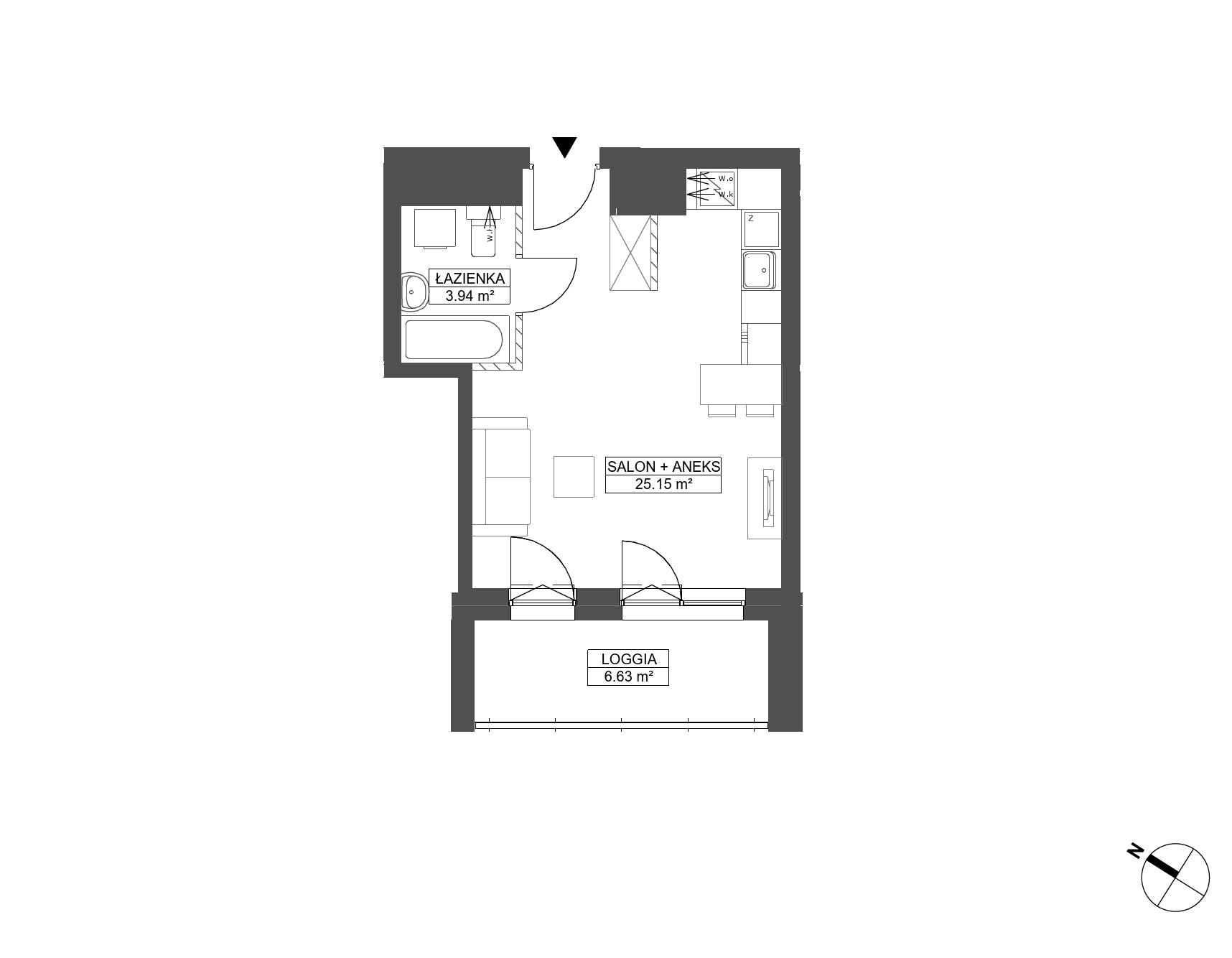Plan 1 pok. 29m²