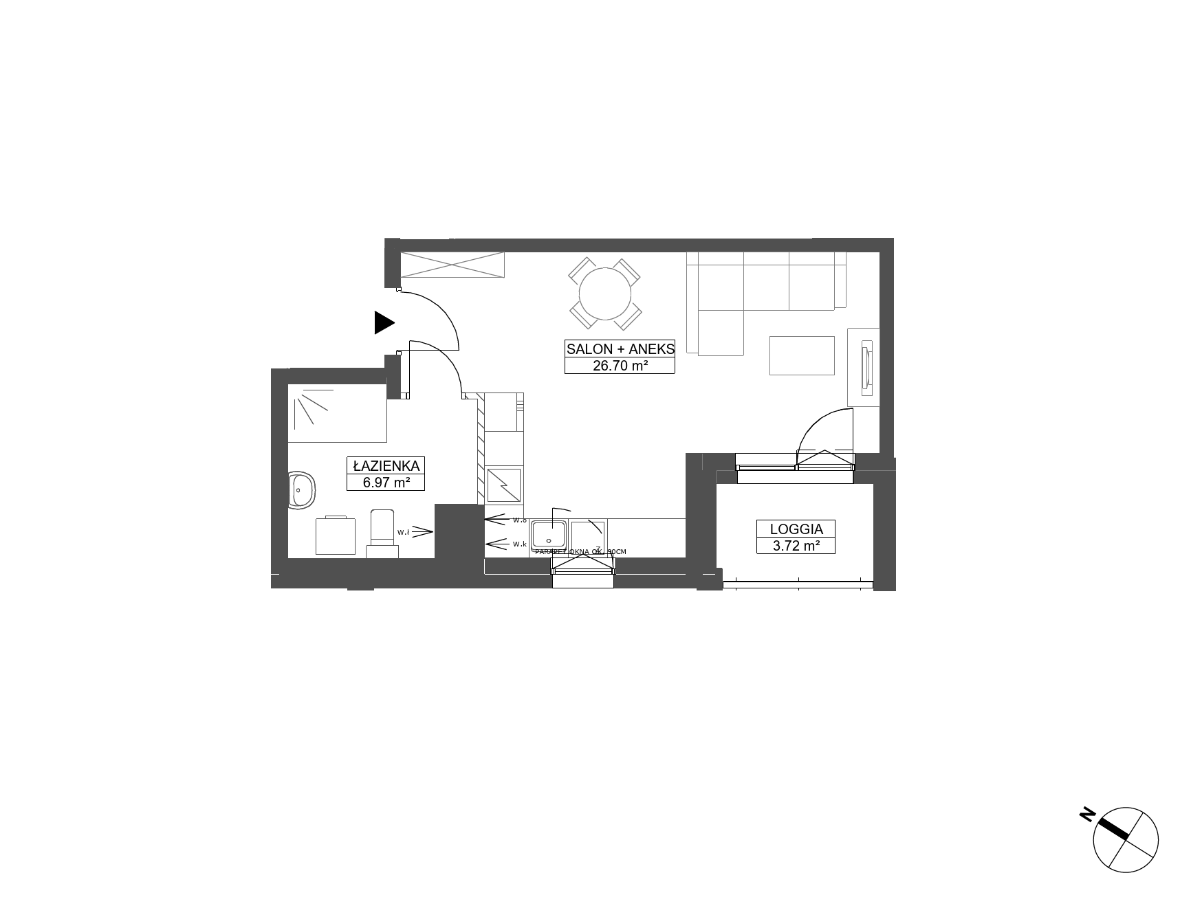 Plan 1 pok. 34m²