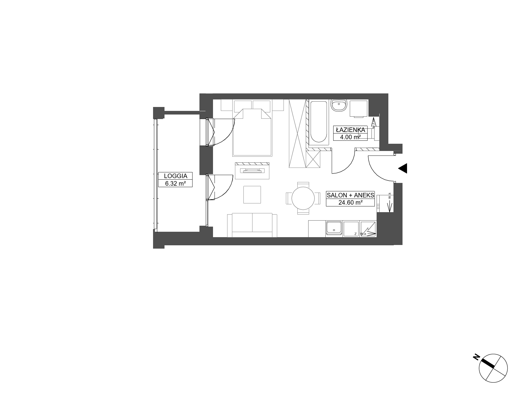 Plan 1 pok. 29m²