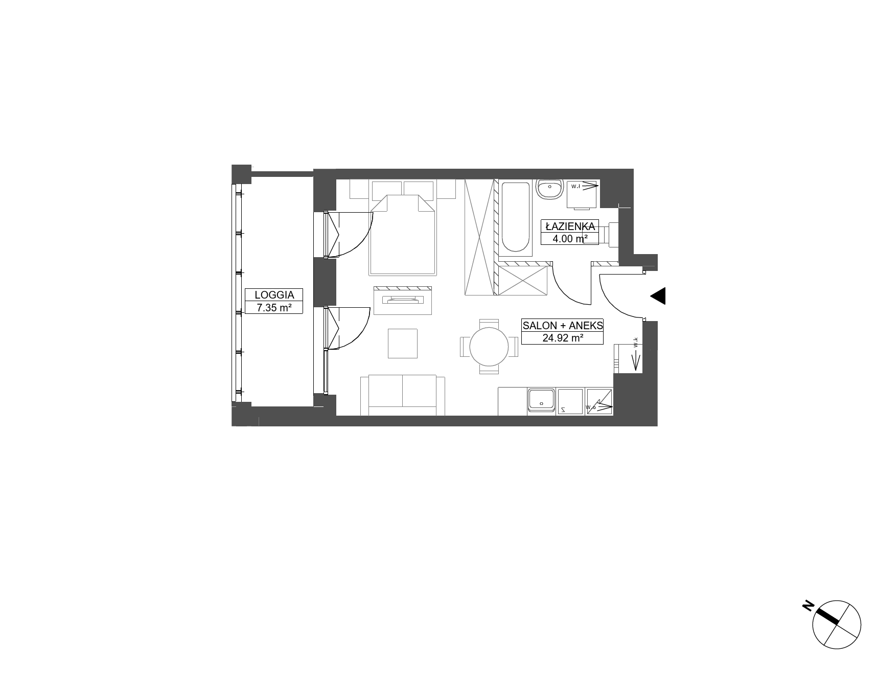 Plan 1 pok. 29m²