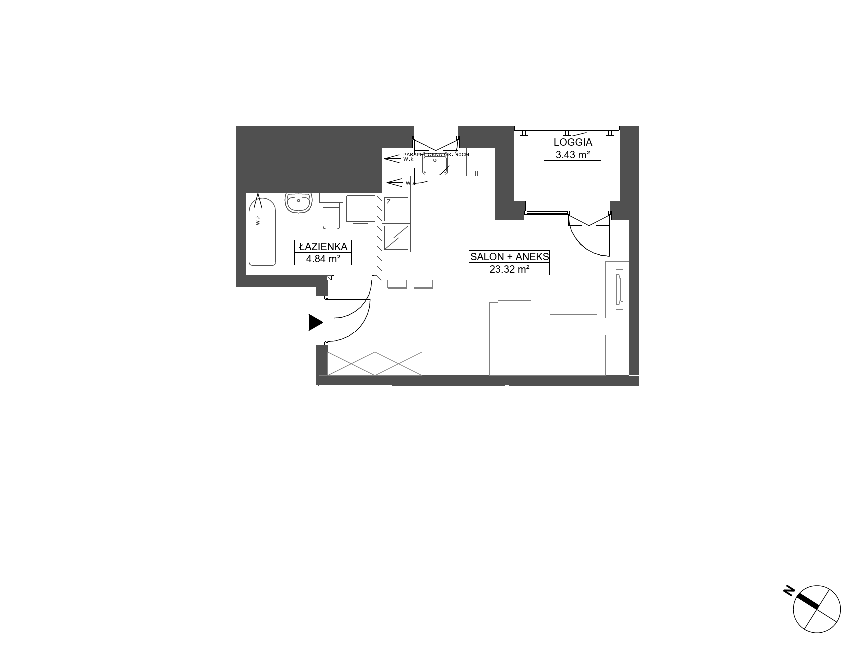 Plan 1 pok. 28m²