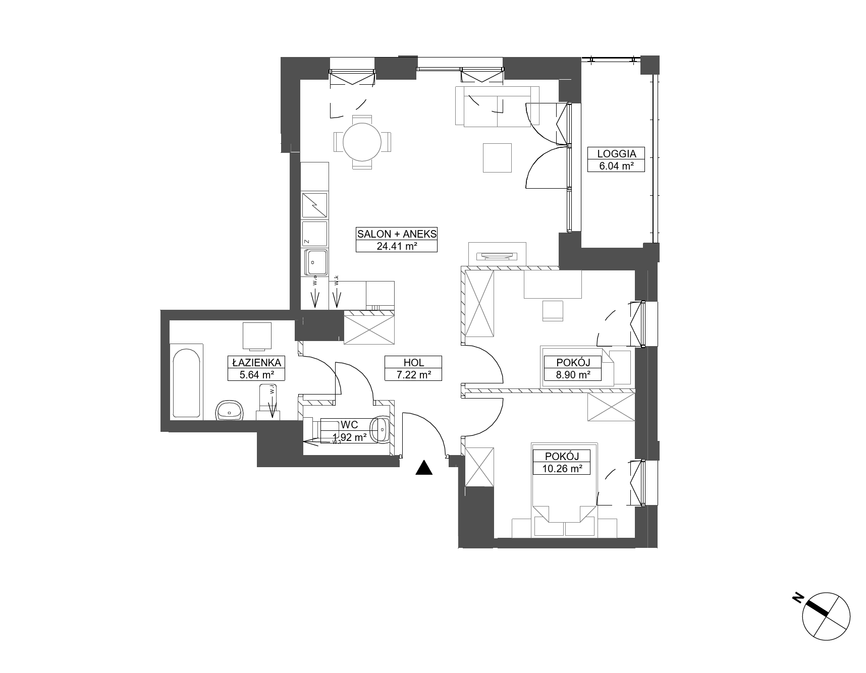 Plan 3 pok. 58m²