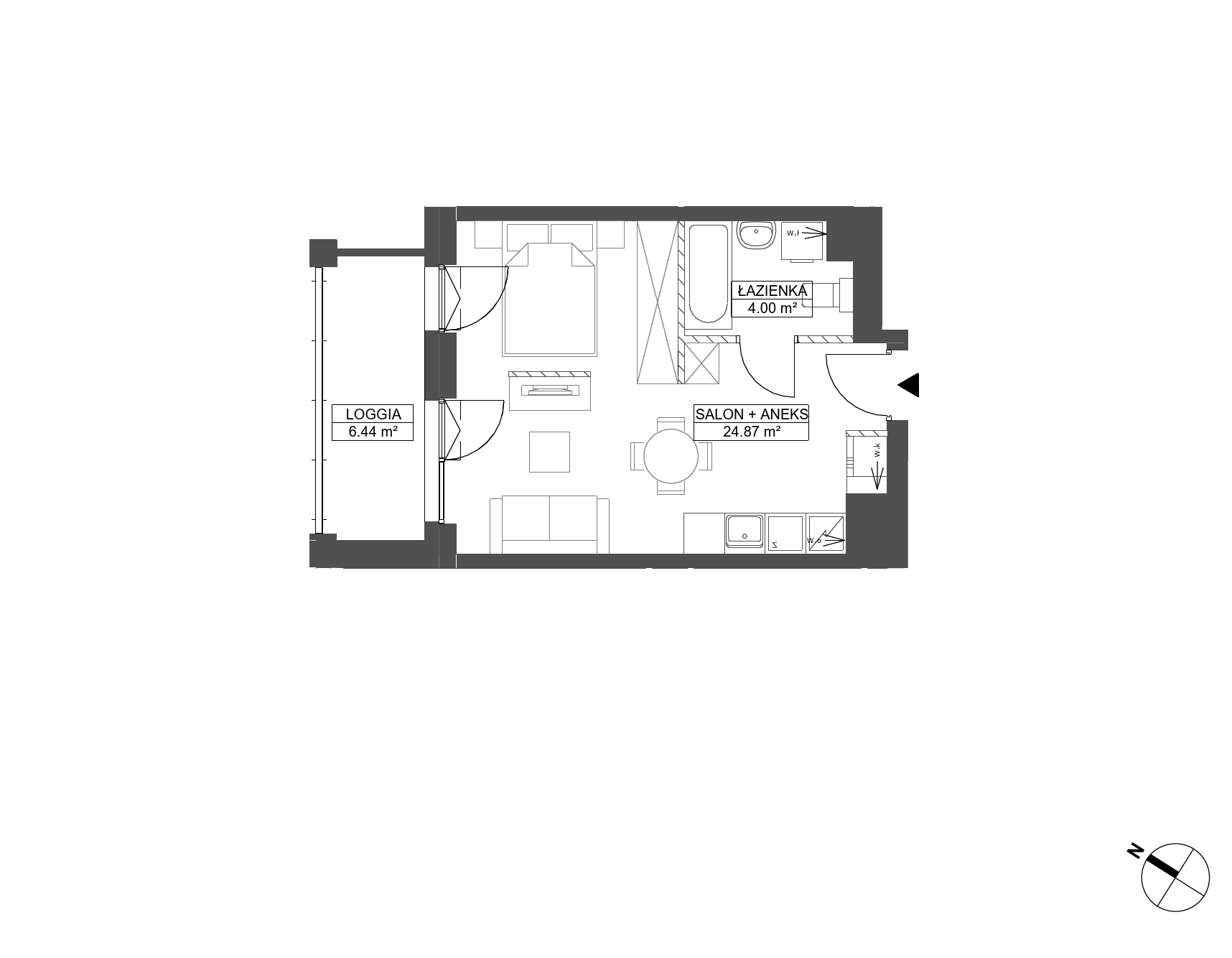 Plan 1 pok. 29m²