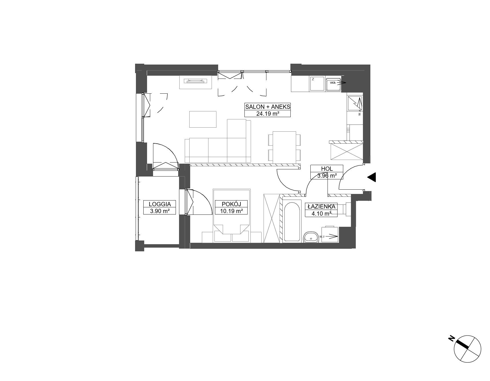 Plan 2 pok. 42m²