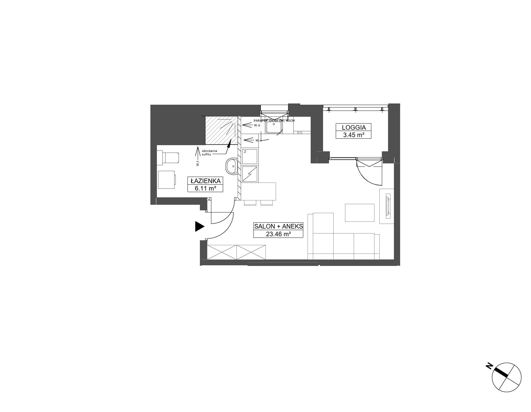 Plan 1 pok. 30m²