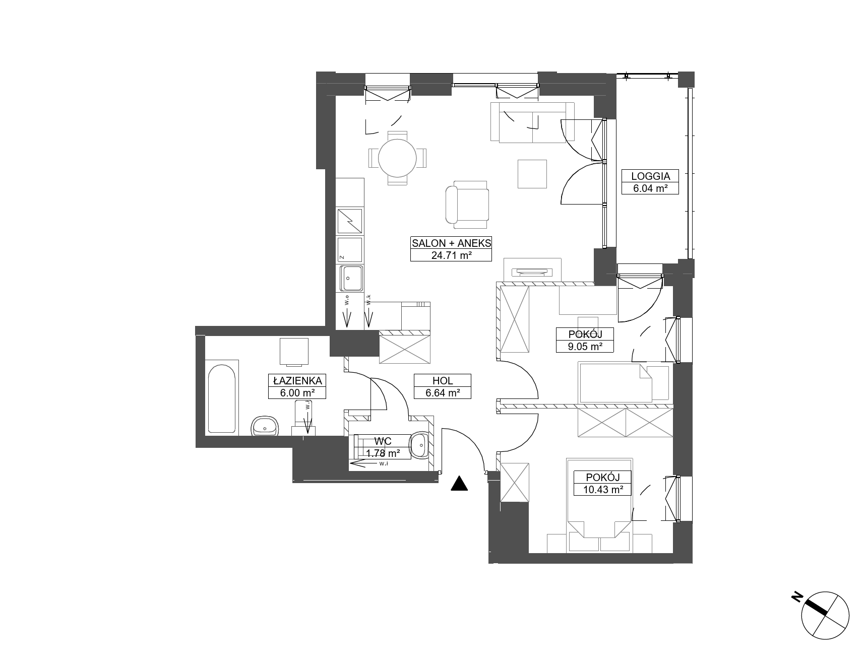 Plan 3 pok. 59m²