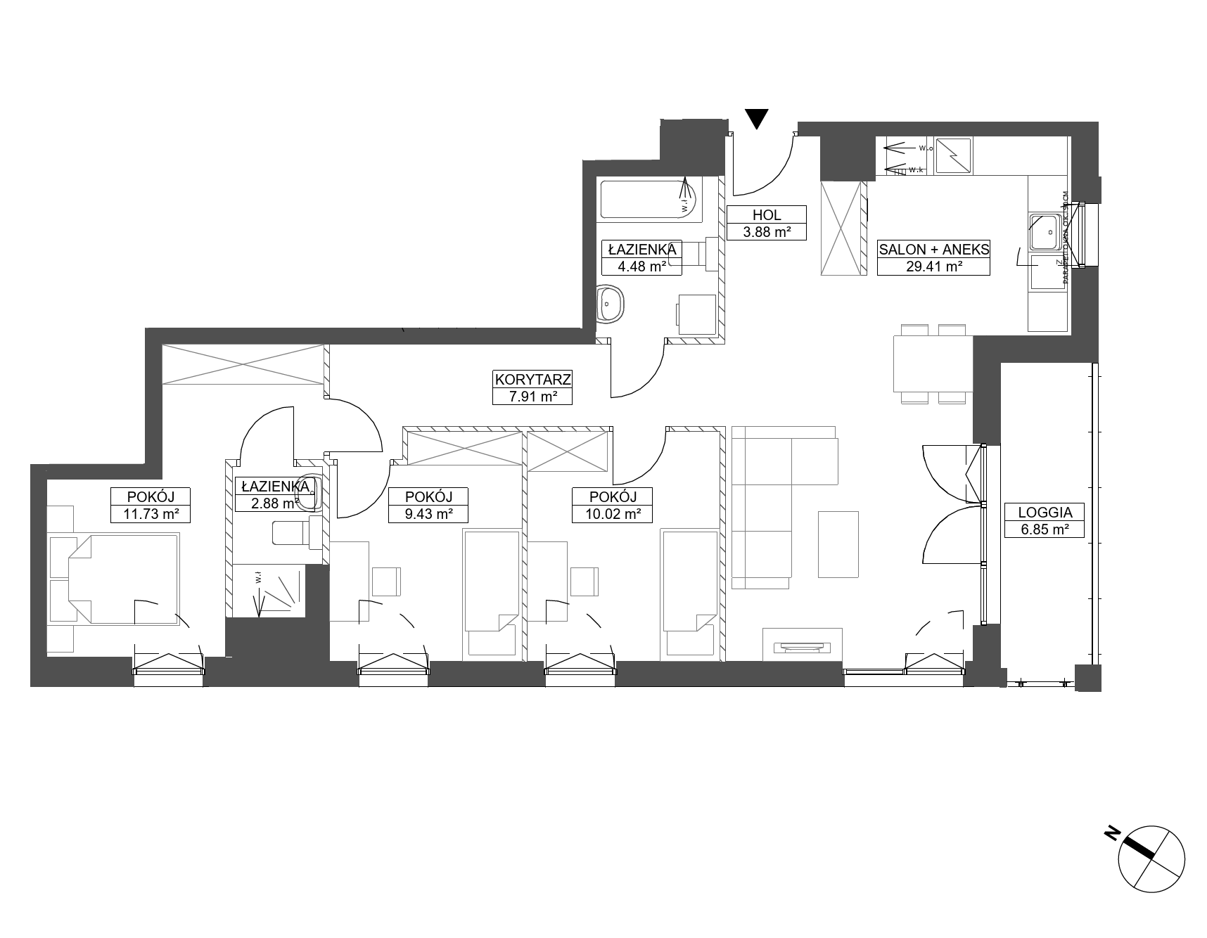 Plan 4 pok. 80m²