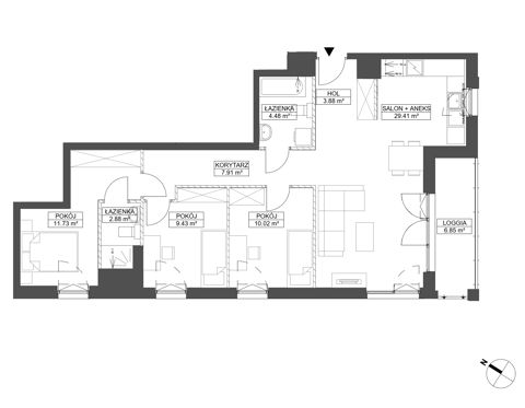 Plan 4 pok. 80m²