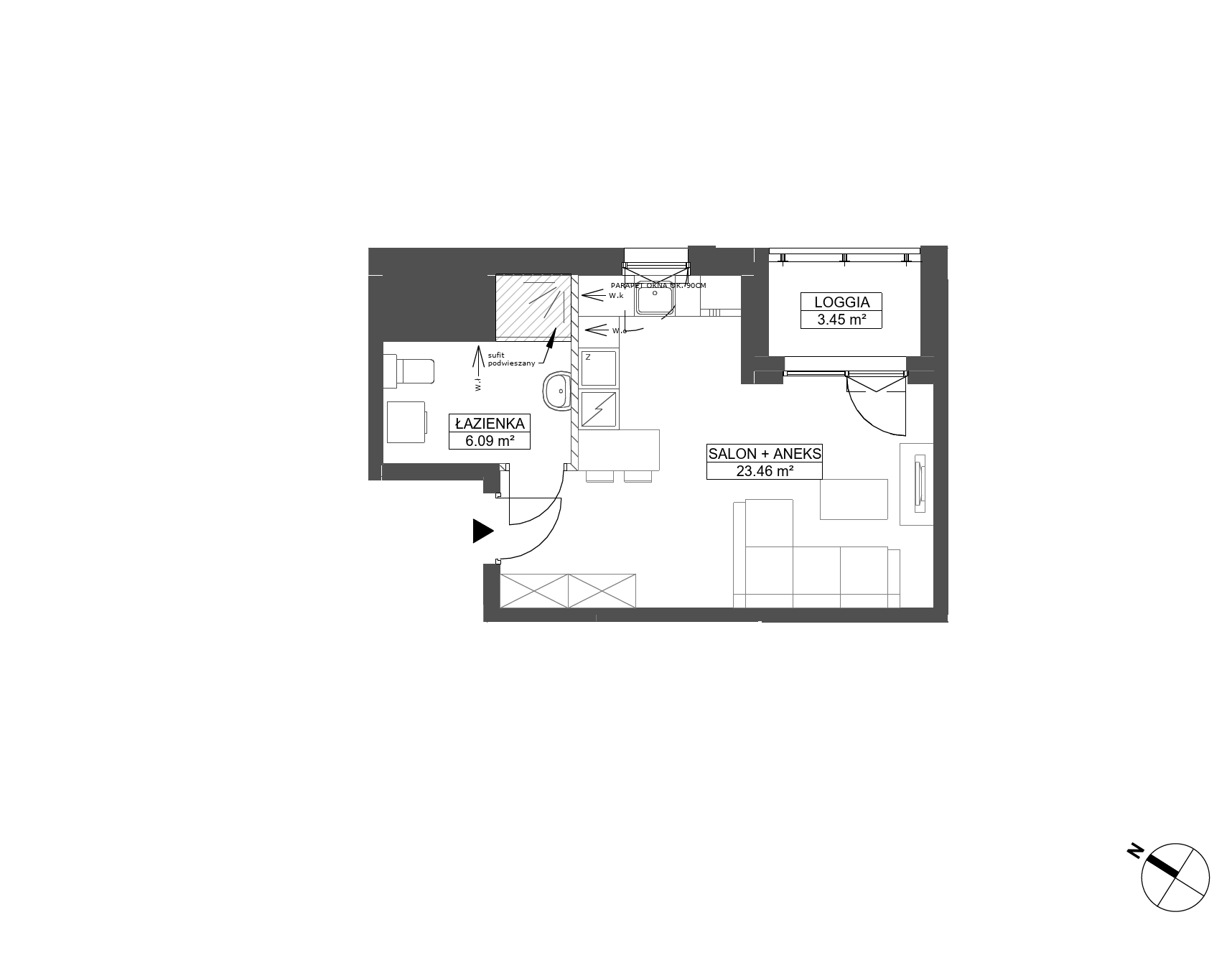 Plan 1 pok. 30m²
