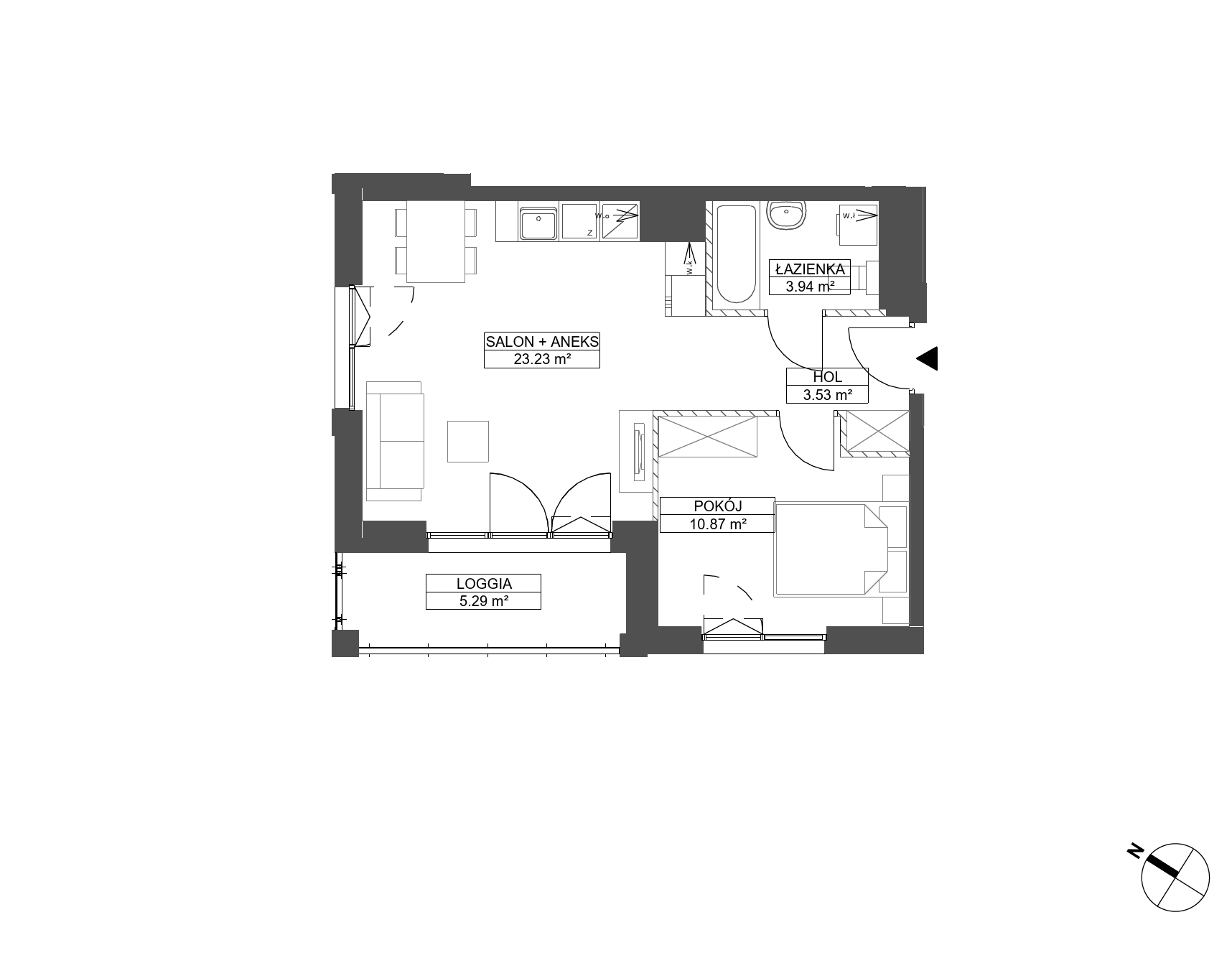 Plan 2 pok. 42m²