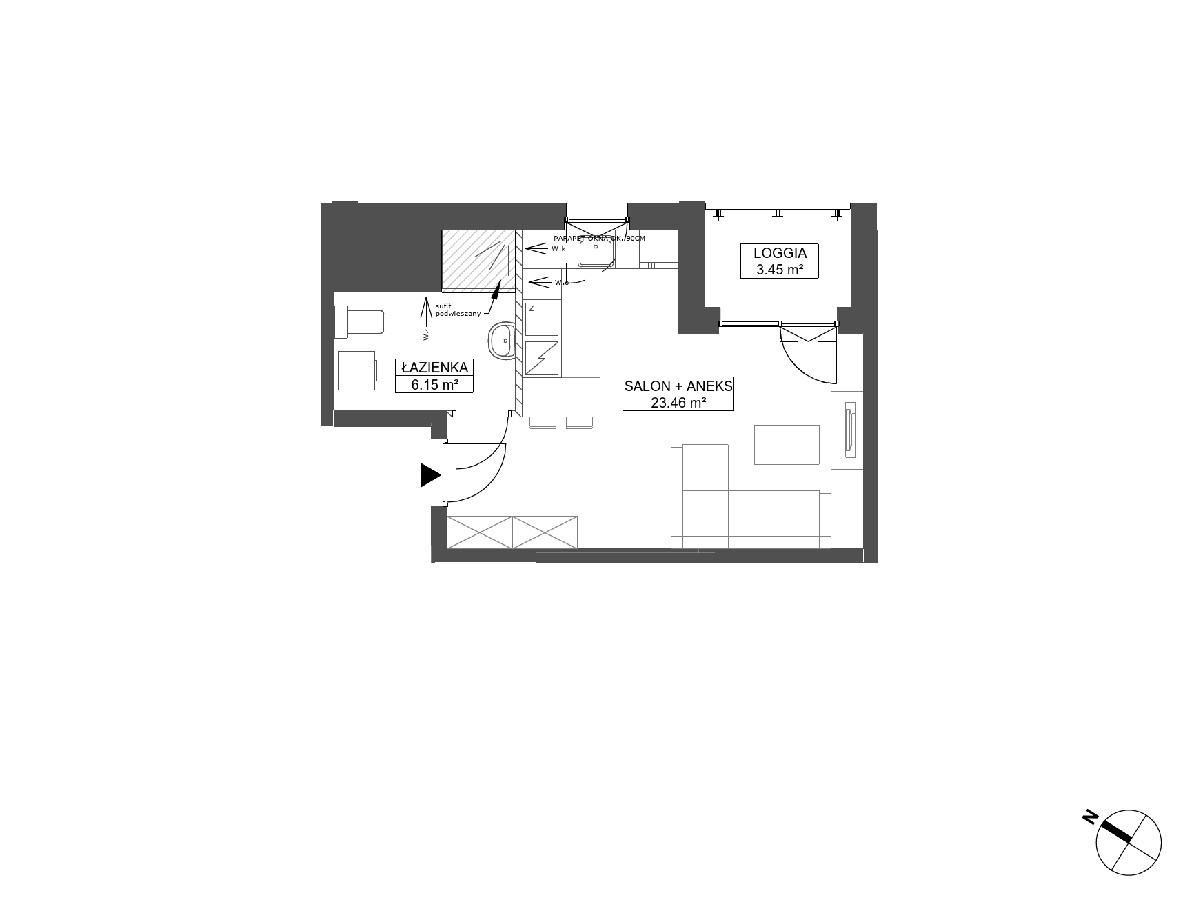 Plan 1 pok. 30m²
