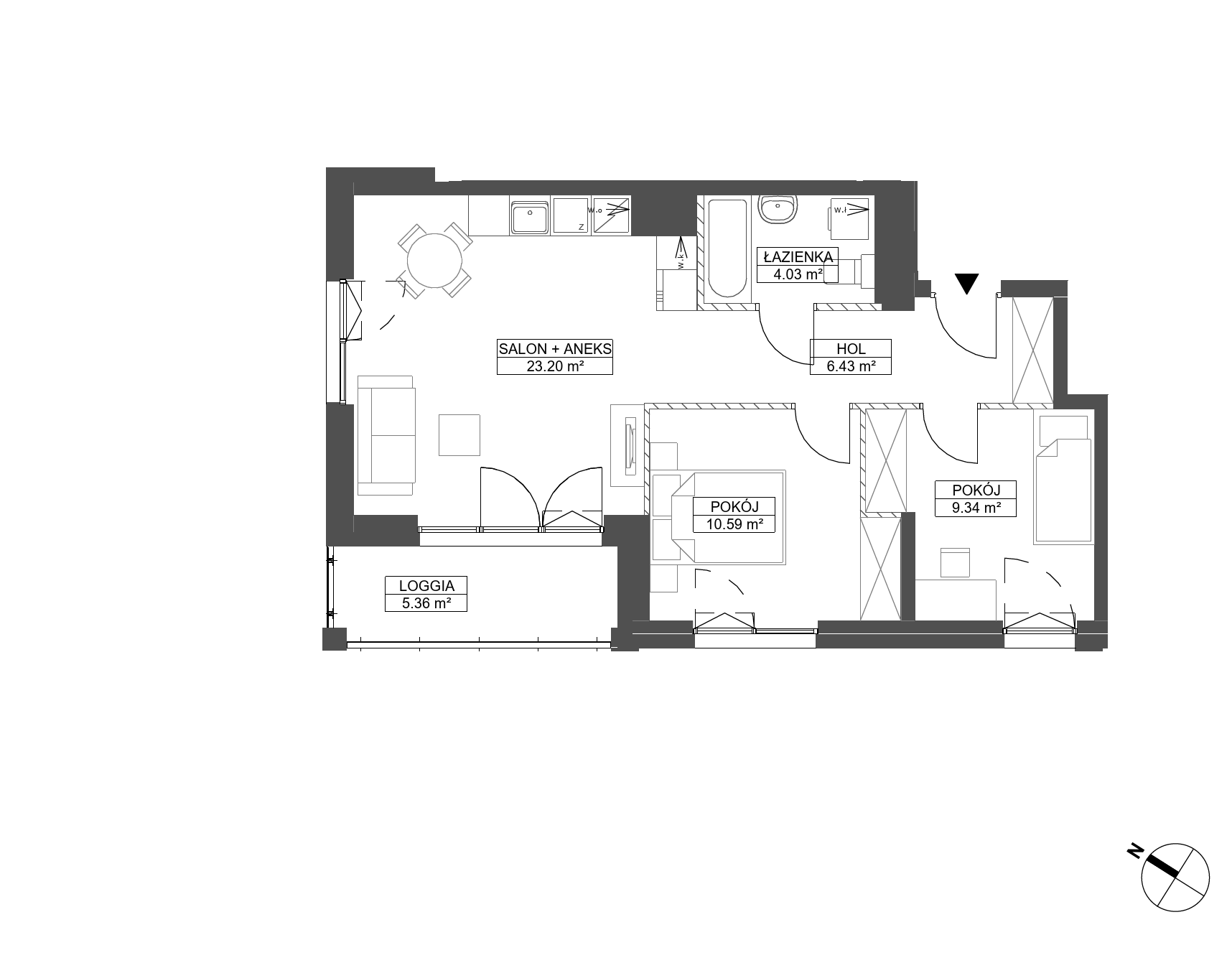 Plan 3 pok. 54m²