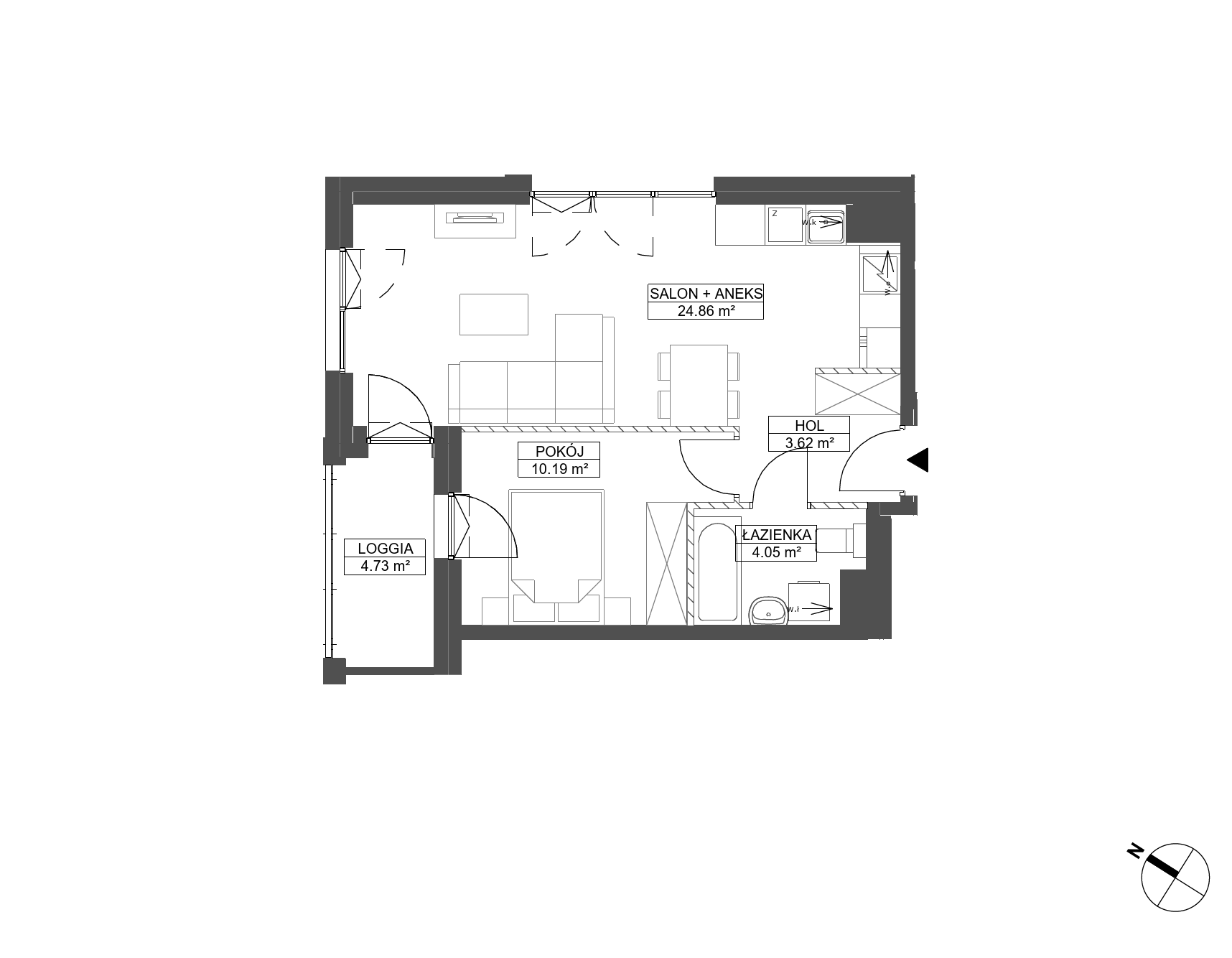 Plan 2 pok. 43m²