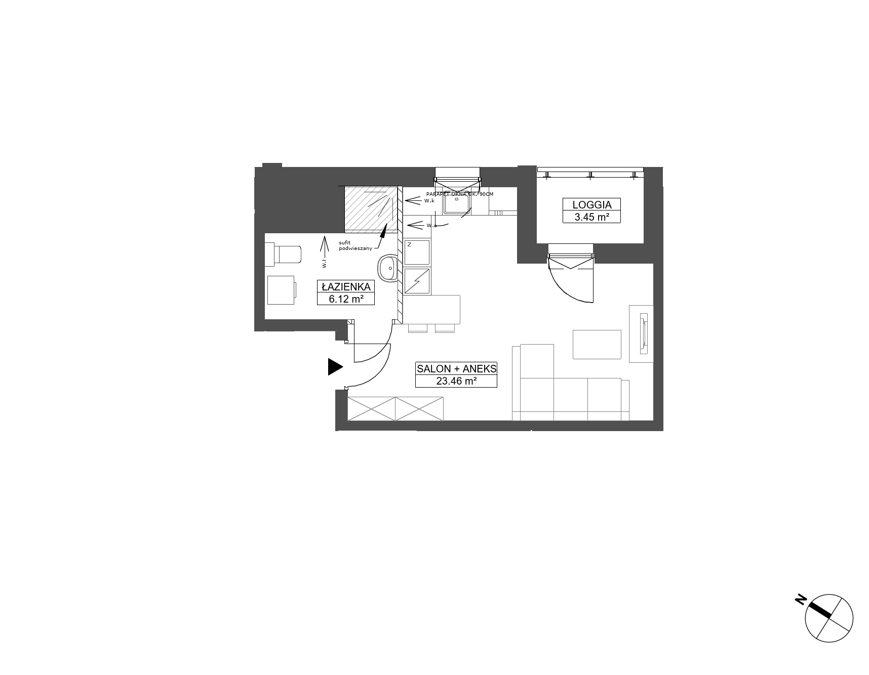 Plan 1 pok. 30m²