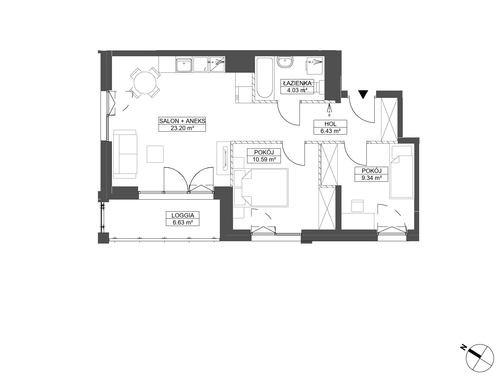 Plan 3 pok. 54m²