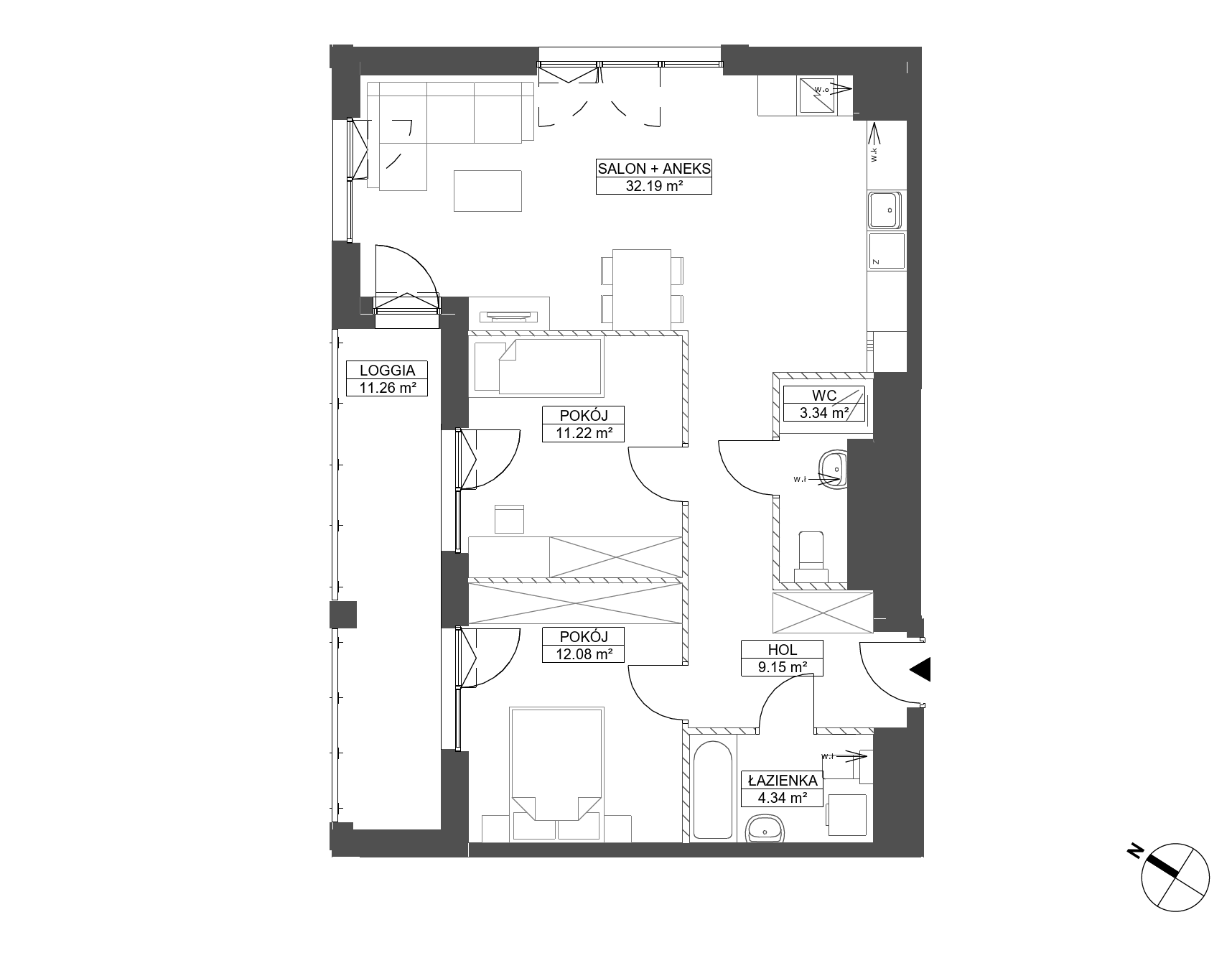 Plan 3 pok. 72m²