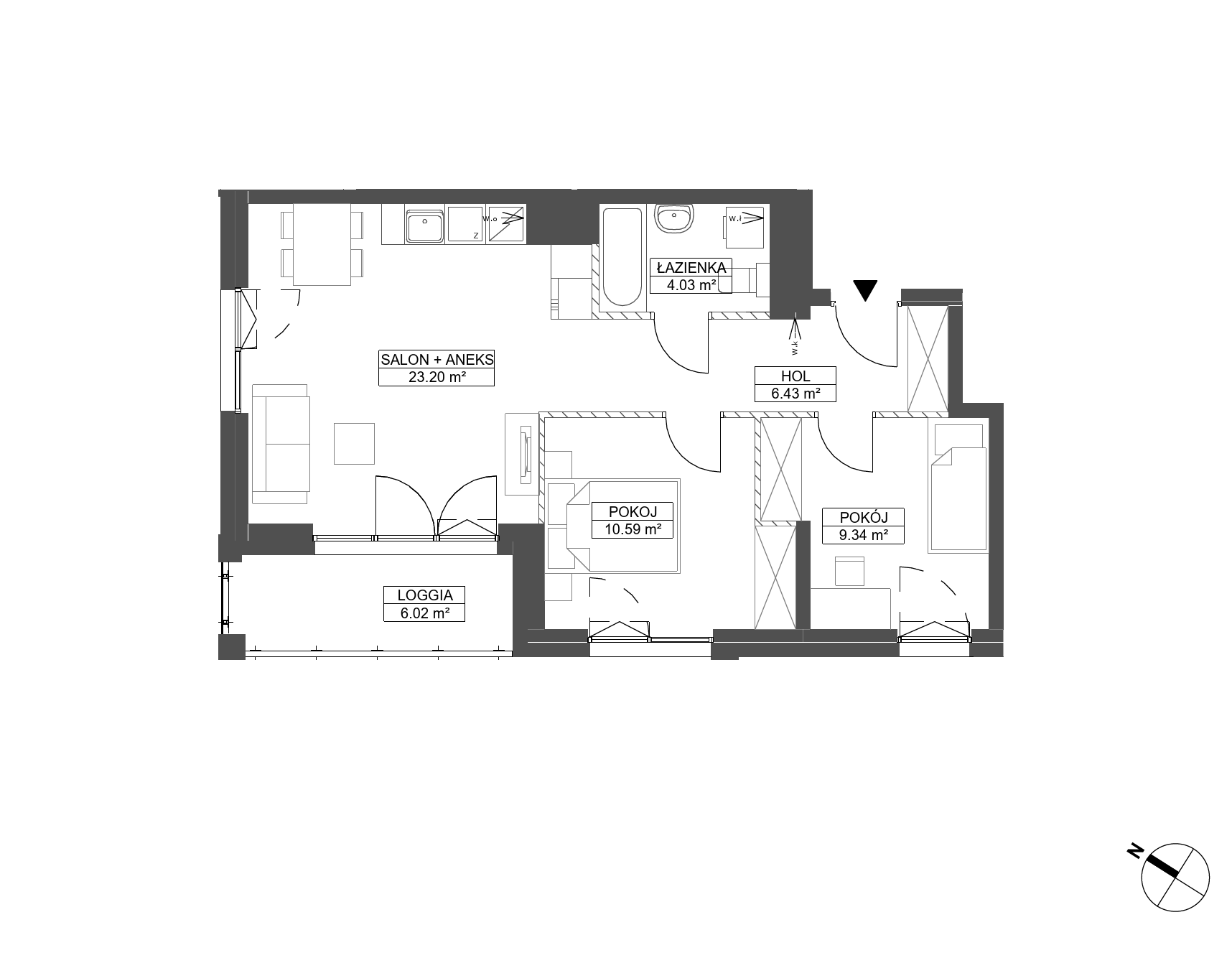 Plan 3 pok. 54m²