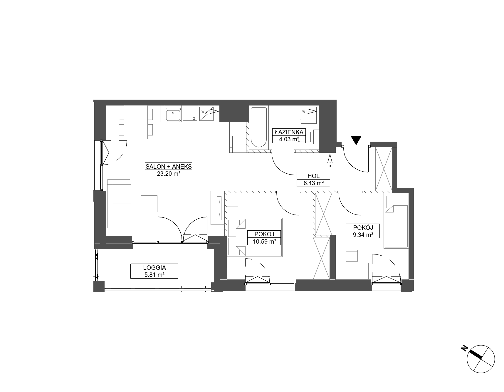 Plan 3 pok. 54m²