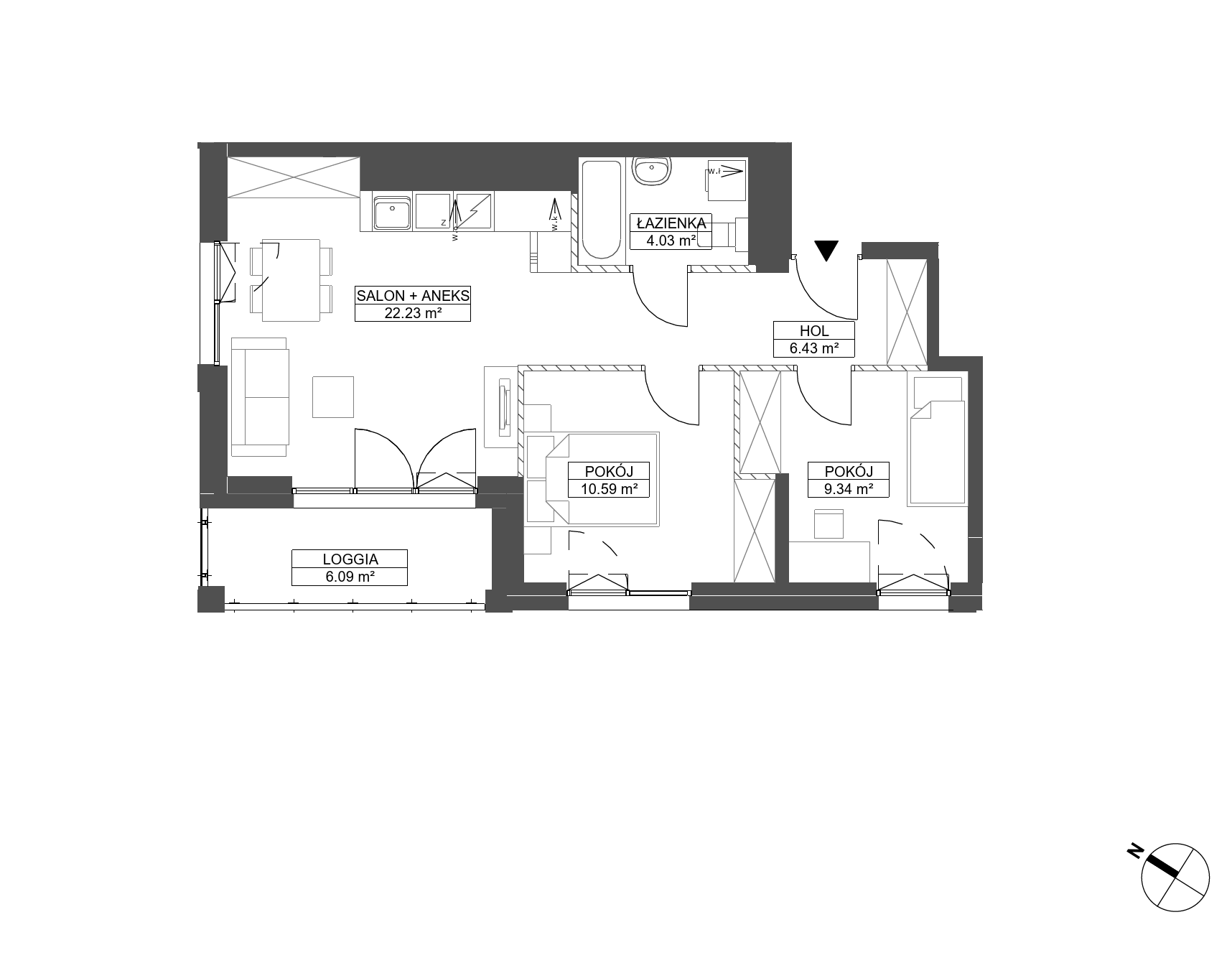 Plan 3 pok. 53m²
