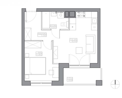Plan 2 pok. 39m²