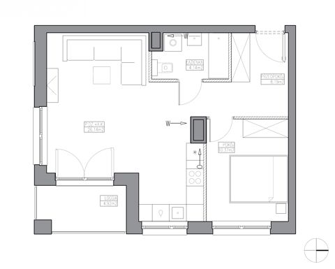 Plan 2 pok. 49m²