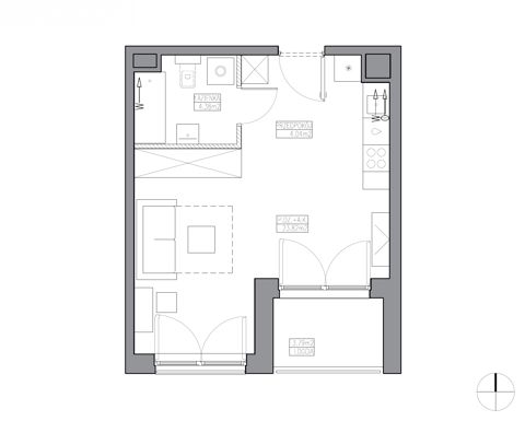 Plan 1 pok. 32m²