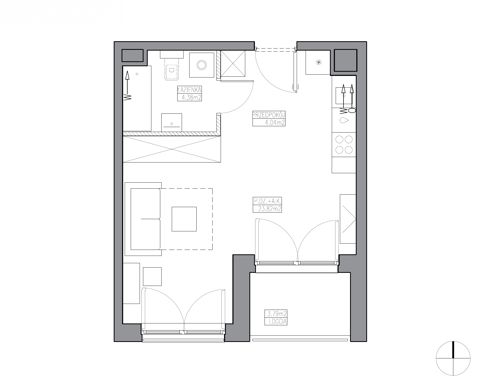 Plan 1 pok. 32m²