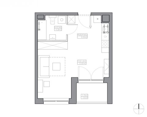 Plan 1 pok. 32m²